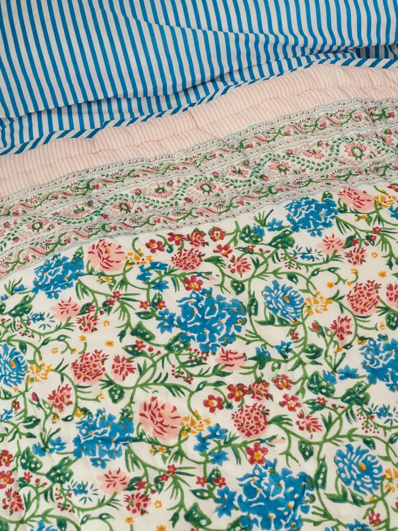 Plaid matelassé réversible sarong