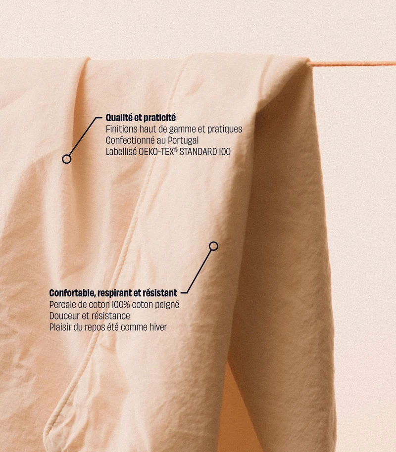 Taies d'oreiller en percale de coton - Beige ivoire