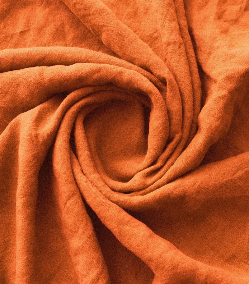 Taies d'oreiller en lin lavé - Orange terracotta