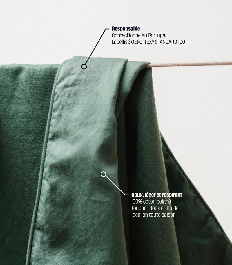 Taies d'oreiller en satin de coton - Vert sauge