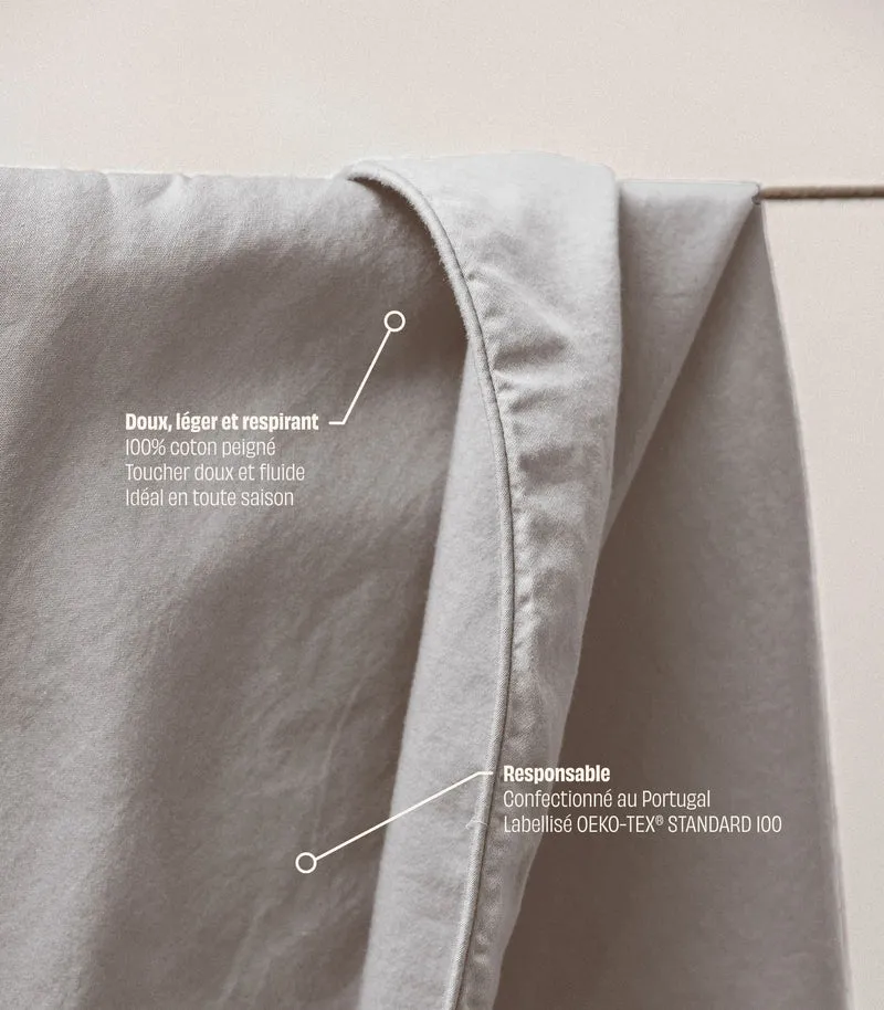 Taies d'oreiller en satin de coton - Gris Ecume