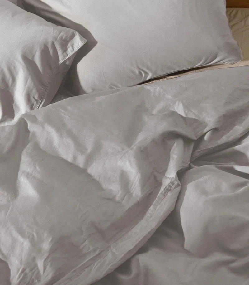 Taies d'oreiller en satin de coton - Gris Ecume