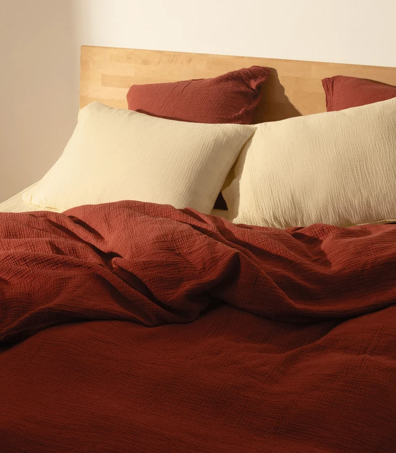 Taies d'oreiller en gaze de coton - Orange corail