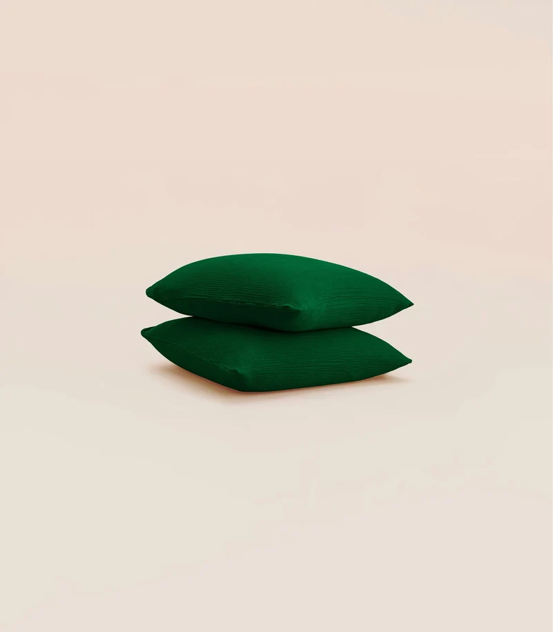 Taies d'oreiller en gaze de coton - Vert romarin