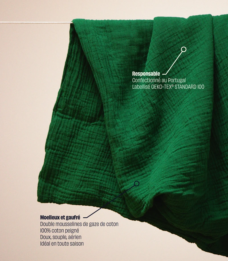 Taies d'oreiller en gaze de coton - Vert romarin