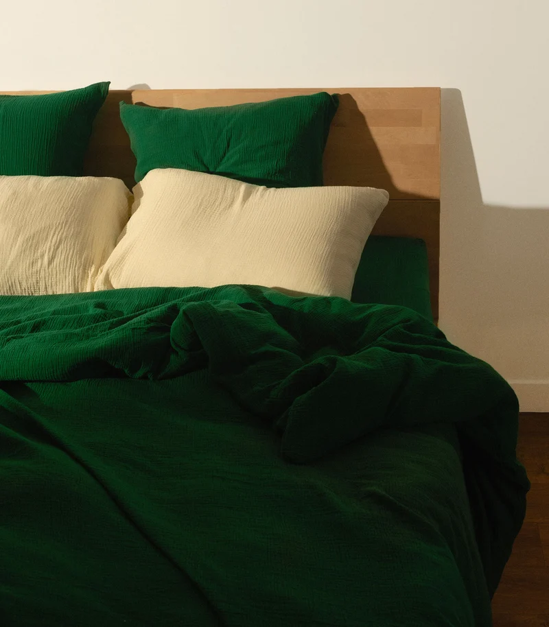 Taies d'oreiller en gaze de coton - Vert romarin