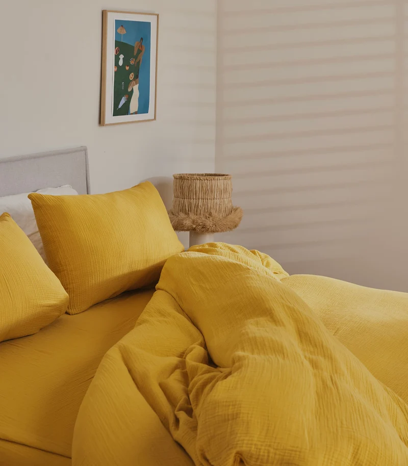 Taies d'oreiller en gaze de coton - Jaune safran