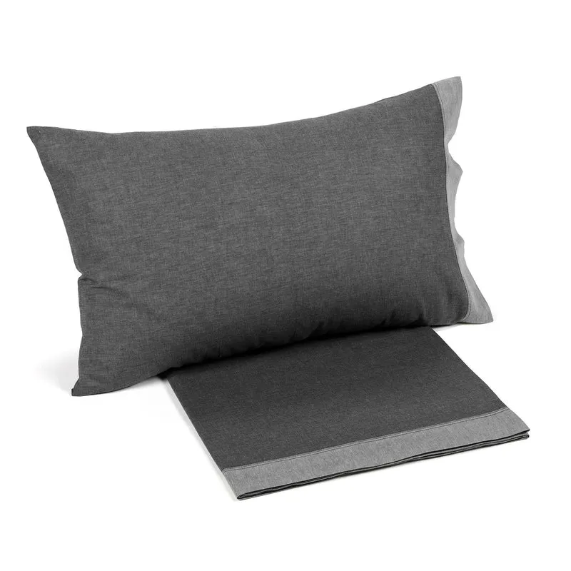 Lenzuolo copriletto con federe denim in Tinto in Filo
